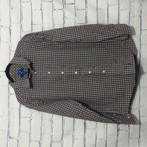 Egara Plaid Brown and White Button Down Men's Shirt Size XXL